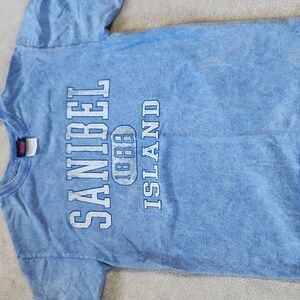 Novelty Sanibel Island Blue Short Sleeve T- Shirt- small